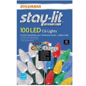 Sylvania Staylit 100-ct. 6-Function LED Twinkling/Color Changing C6 Light Set